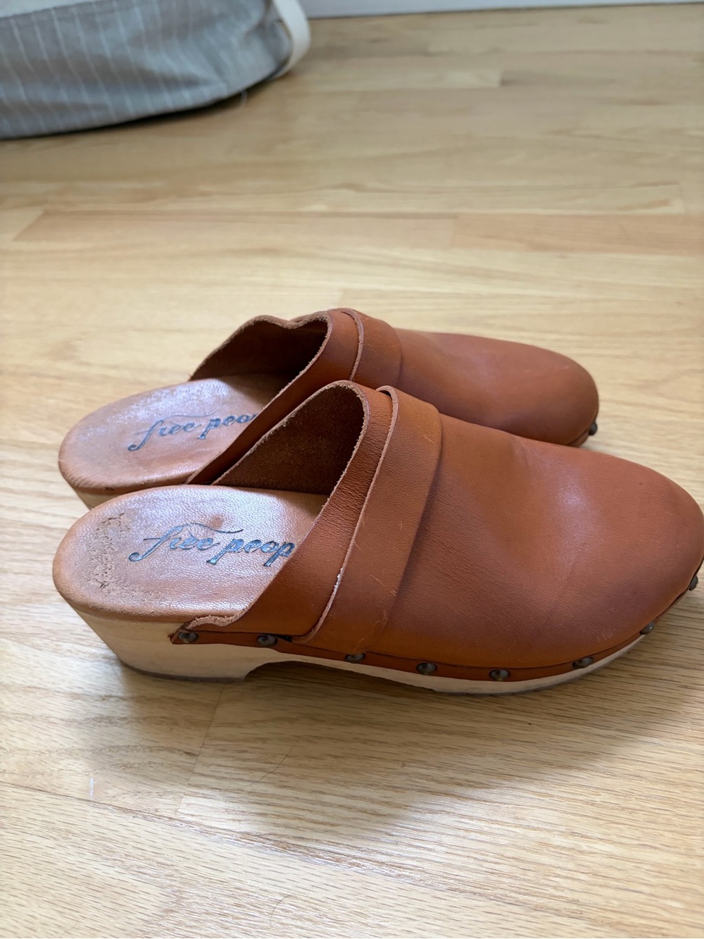 Free People Tan Leather Clog Mules